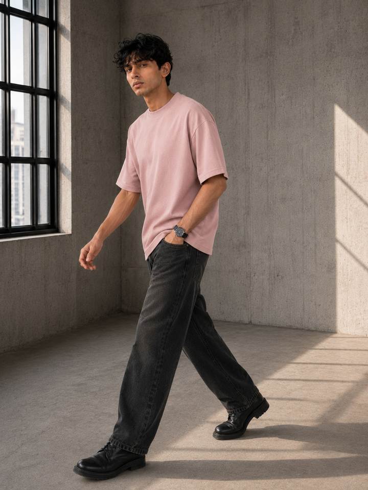 Oversized Basic Tee in Light Nude