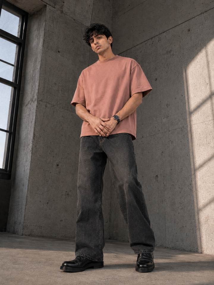 Oversized Basic Tee in Nude