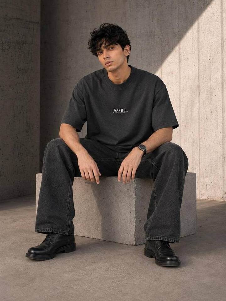 Oversized Tee in Charcoal