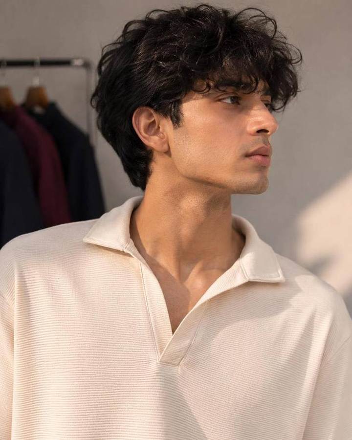 Knitted Open Collar Polo in Off White